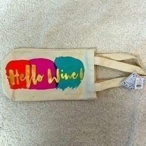 💖2/$12💖Slant "Hello Wine" Canvas Wine Bottle Bag